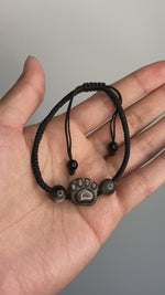 Load and play video in Gallery viewer, Adjustable String Bracelet - Silver Sheen Obsidian Paw
