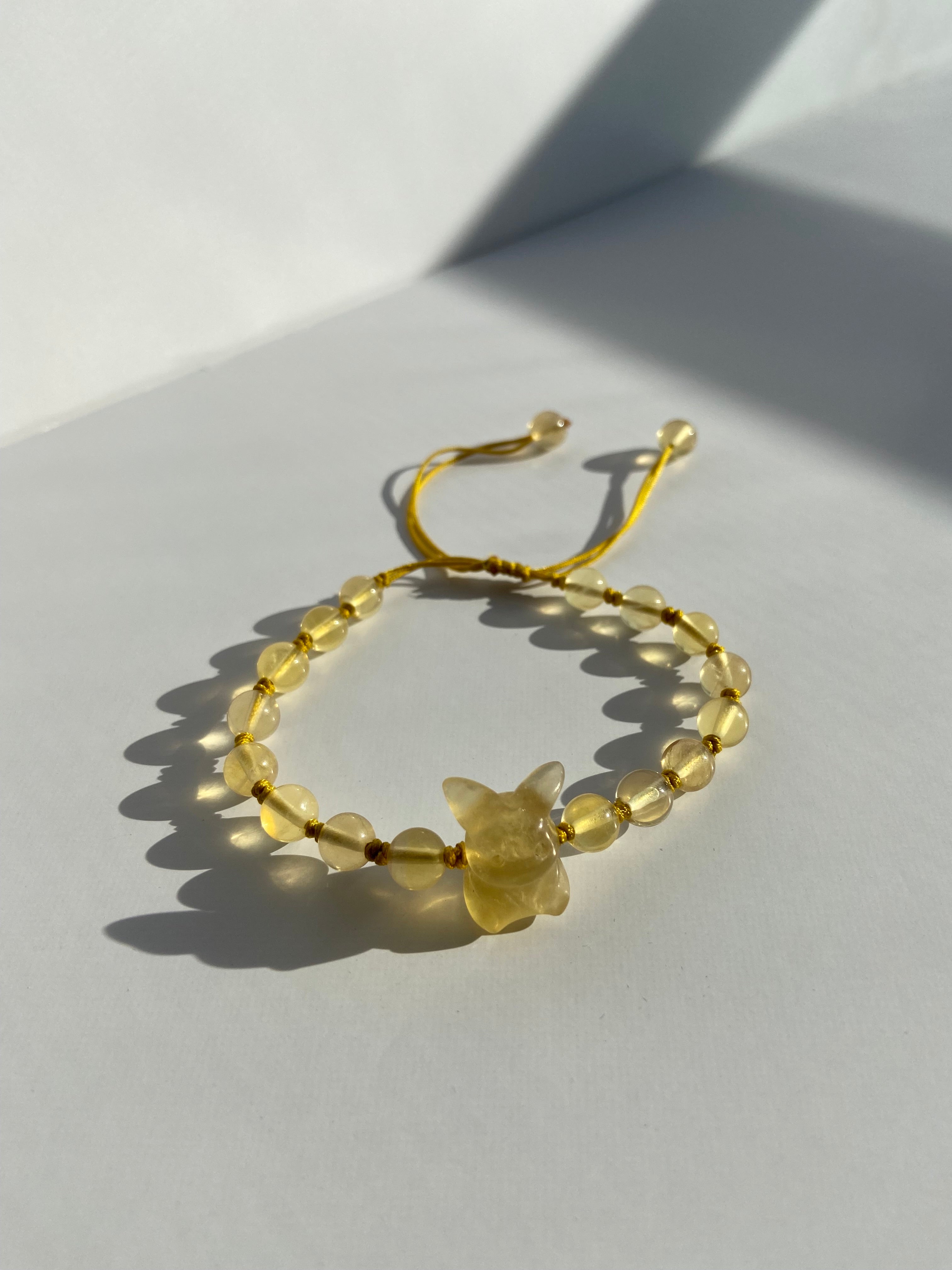 Fluorite Adjustable String Bracelet - Pikachu
