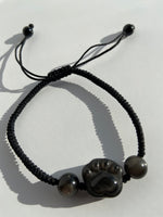 Load image into Gallery viewer, Adjustable String Bracelet - Silver Sheen Obsidian Paw
