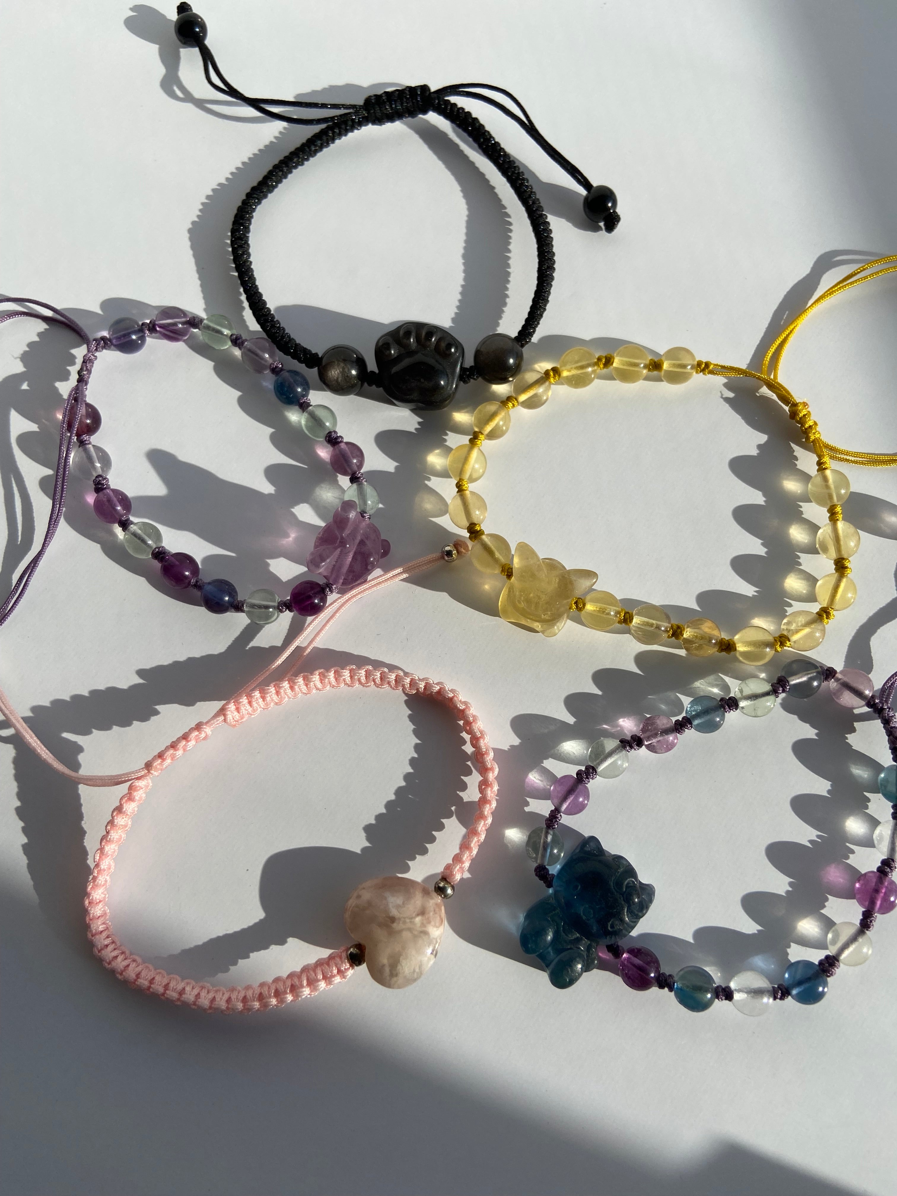Fluorite Adjustable String Bracelet - Kuromi